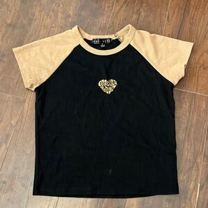 black and brown tight tee long short sleeve